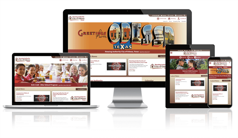 Odessa Housing Authority Responsive website on computer, tablet, mobile, and laptop screens