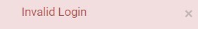 invalid login error.